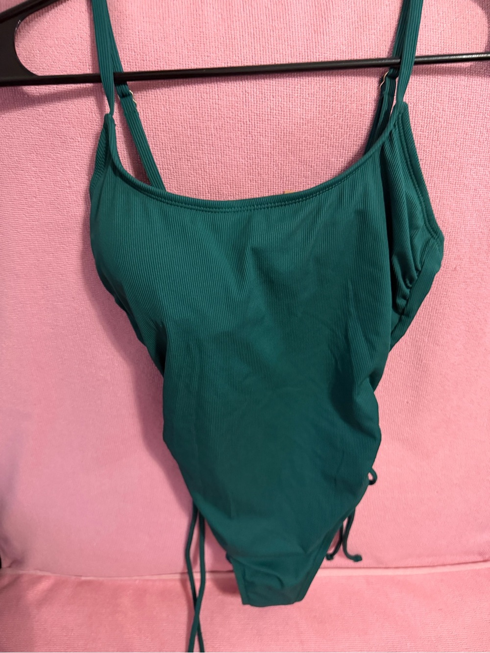 Shade & Shore Teal Ribbed One-Piece Swimsuit with Side Ties